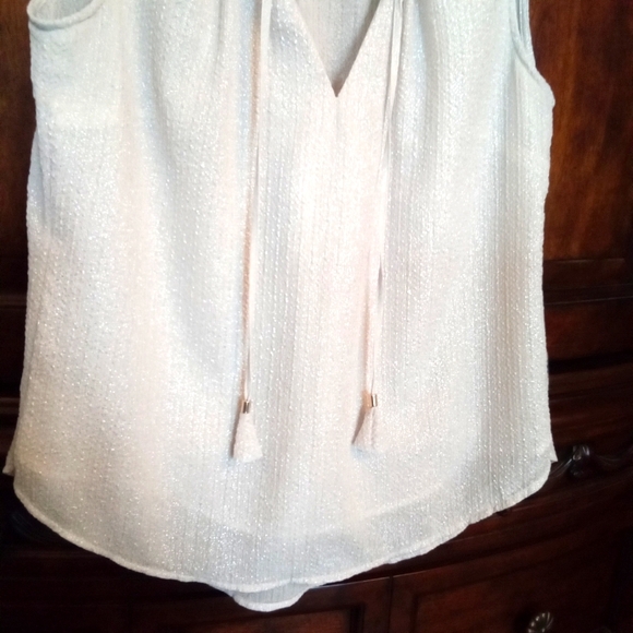 H&M Sleeveless Ruffle V-Neckline Blouse with Tassel Ties - Picture 7 of 10